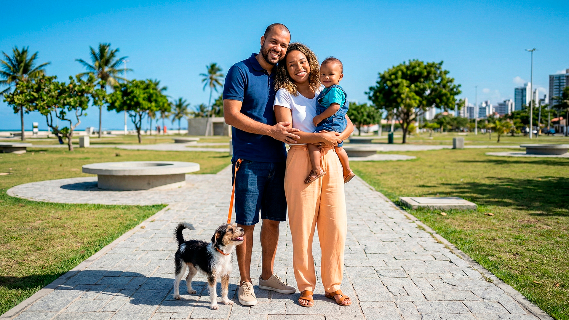 Família reunida no parque